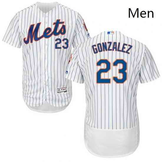 Mens Majestic New York Mets 23 Adrian Gonzalez White Home Flex Base Authentic Collection MLB Jersey